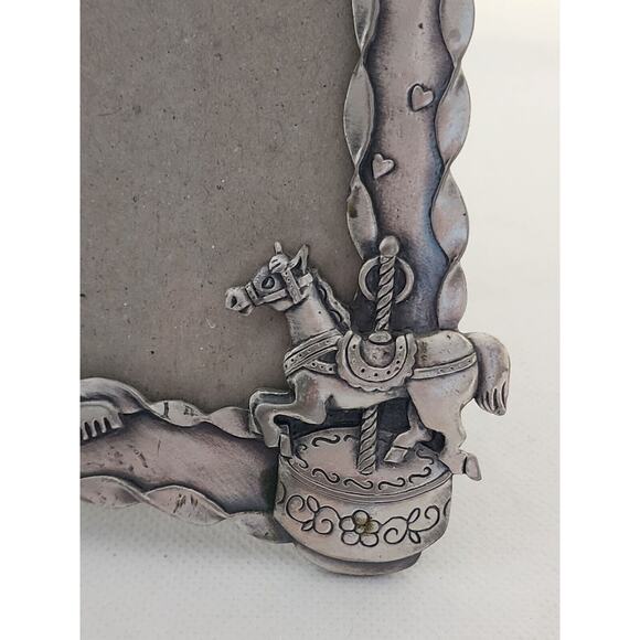 PICTURE FRAME-Pewter-"Our Daughter"-Doll-Carousel Horse-6"x4" Frame-Glass Cover - Picture 4 of 13